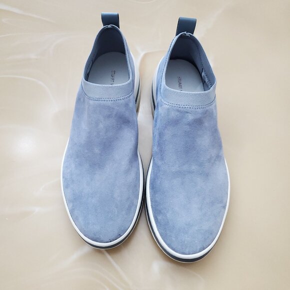 Stuart Weitzman Suede Slip On Sneakers in Dove Tail Blue Size 9 - Picture 3 of 15